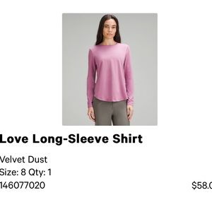 Lululemon Love Long Sleeve